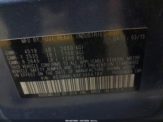 4S3BNAL6XF3056180 Subaru Legacy 2.5i Limited