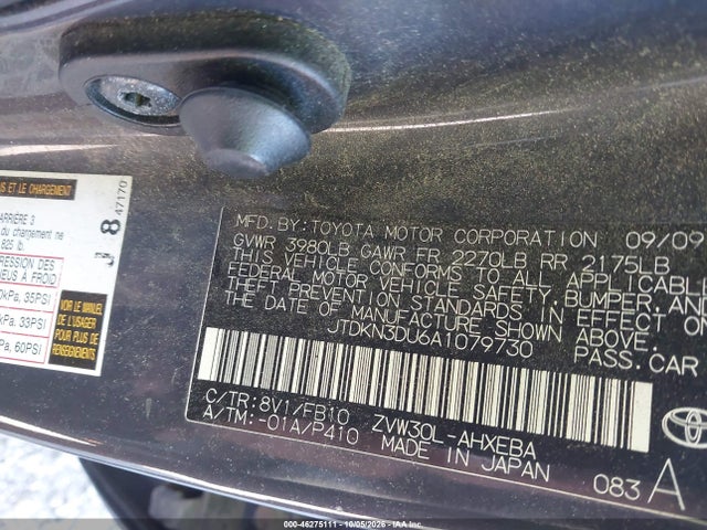 46275111 :رقم المزاد ، JTDKN3DU6A1079730 vin ، 2010 Toyota Prius Ii مزاد بيع