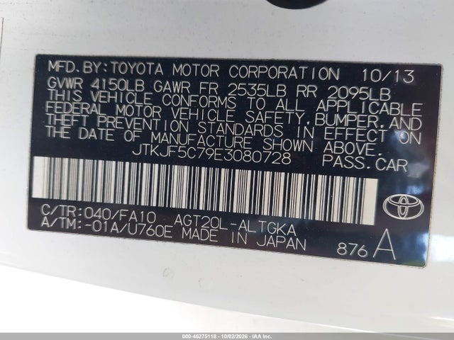 Продаж на аукціоні авто 2014 Scion Tc, vin: JTKJF5C79E3080728, номер лоту: 46275118