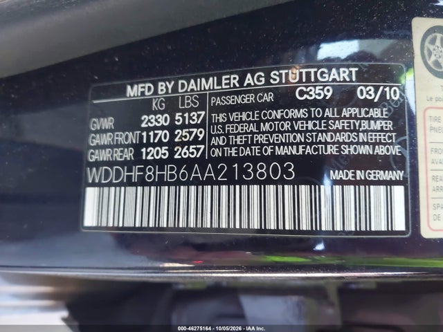 Продаж на аукціоні авто 2010 Mercedes-benz E 350 4matic, vin: WDDHF8HB6AA213803, номер лоту: 46275164