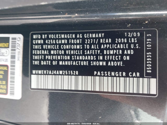 Продажа на аукционе авто 2010 Volkswagen Gti 2-door, vin: WVWEV7AJ4AW251528, номер лота: 46275175