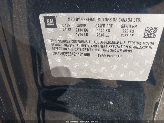 Aukcja sprzedaży 2014 Chevrolet Impala Limited Ltz, vin: 2G1WC5E34E1121605, numer aukcji: 46275178