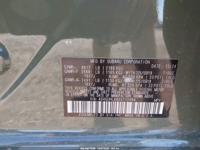 Auction sale of the 2025 Subaru Crosstrek Limited, vin: 4S4GUHL68S3712464, lot number: 46275296