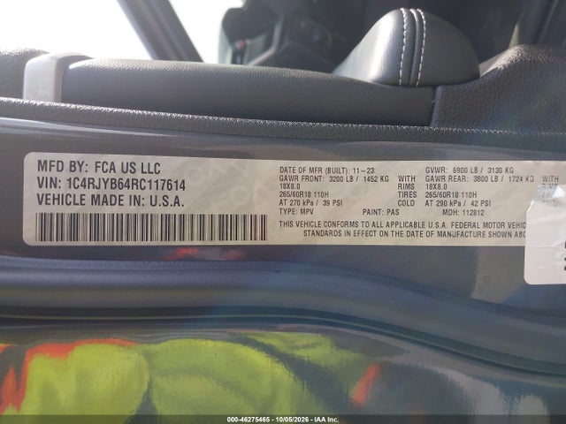 2024 Jeep Grand Cherokee 4xe მანქანა იყიდება აუქციონზე, vin: 1C4RJYB64RC117614, აუქციონის ნომერი: 46275465