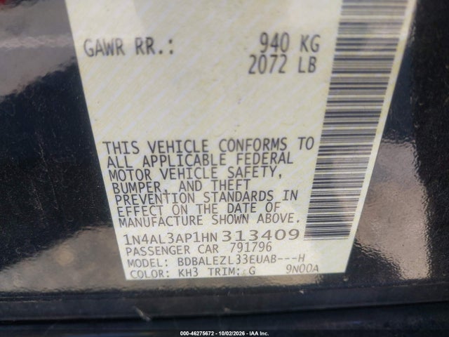 Nissan Altima 2.5 S 2017 1N4AL3AP1HN313409 Image 9