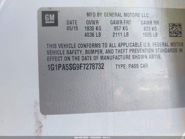 Chevrolet Cruze Ls Auto 2015 1G1PA5SG9F7278732 Image 9