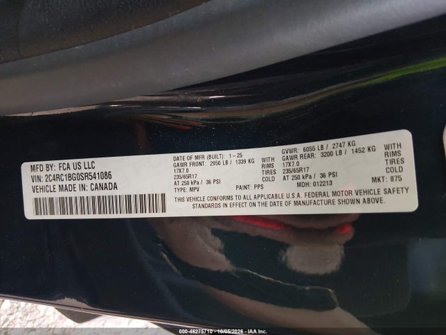 Продажа на аукционе авто 2025 Chrysler Pacifica Select, vin: 2C4RC1BG0SR541086, номер лота: 46275710