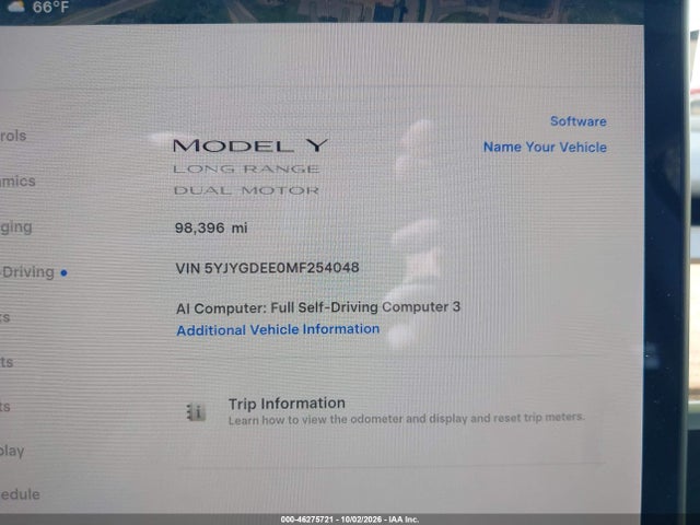 Продаж на аукціоні авто 2021 Tesla Model Y Long Range Dual Motor All-wheel Drive, vin: 5YJYGDEE0MF254048, номер лоту: 46275721