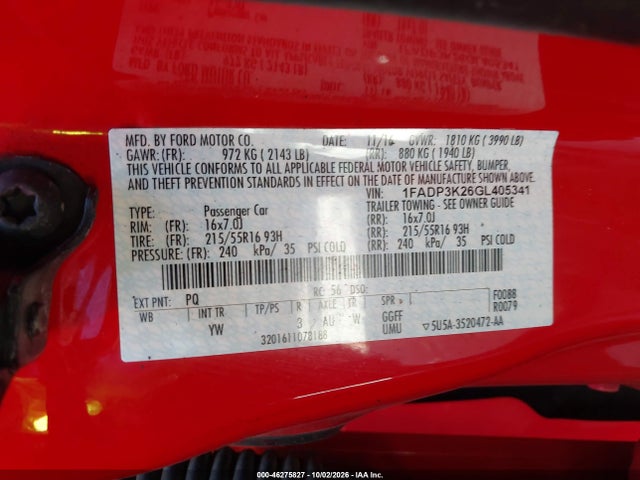Aukcja sprzedaży 2016 Ford Focus Se, vin: 1FADP3K26GL405341, numer aukcji: 46275827