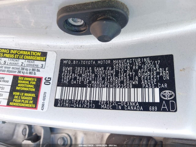Toyota COROLLA LE 2017 2T1BURHEXHC923508 Image 9