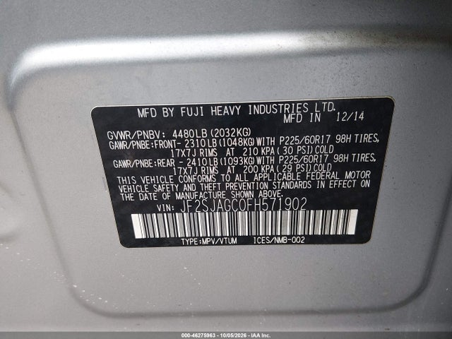 JF2SJAGC0FH571902 Subaru Forester 2.5i Premium