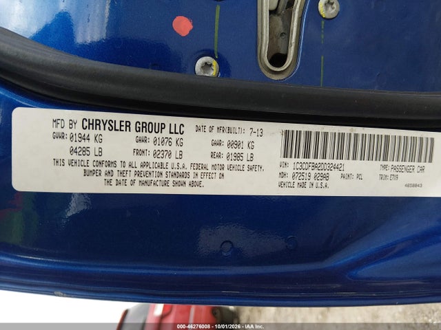 46276008 :رقم المزاد ، 1C3CDFBA2DD324421 vin ، 2013 Dodge Dart Sxt مزاد بيع
