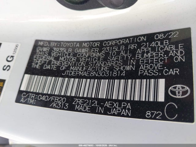 Toyota COROLLA LE 2022 JTDEPMAE8N3031814 Image 9