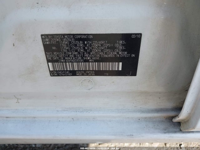 2010 Toyota Rav4 მანქანა იყიდება აუქციონზე, vin: JTMBF4DV9AD035585, აუქციონის ნომერი: 46276058