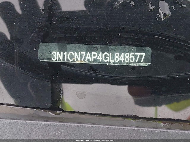 46276163 :رقم المزاد ، 3N1CN7AP4GL848577 vin ، 2016 Nissan Versa 1.6 S/1.6 S+/1.6 Sl/1.6 Sv مزاد بيع