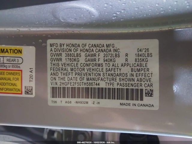 Honda Civic Sport 2026 2HGFE2F50TH586744 Image 9