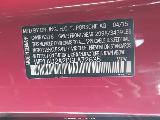 Porsche Cayenne Gts 2016 WP1AD2A20GLA72635 Image 9