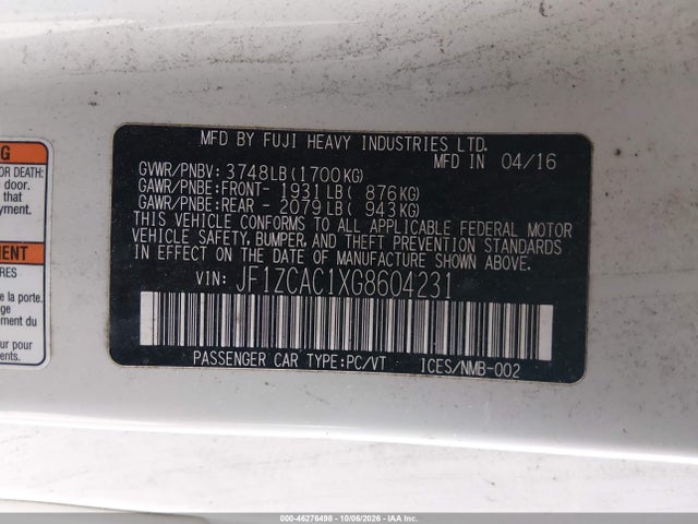 Subaru Brz Limited 2016 JF1ZCAC1XG8604231 Image 9