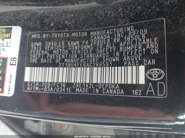 Продажа на аукционе авто 2010 Toyota Corolla Le, vin: 2T1BU4EE6AC266591, номер лота: 46276510