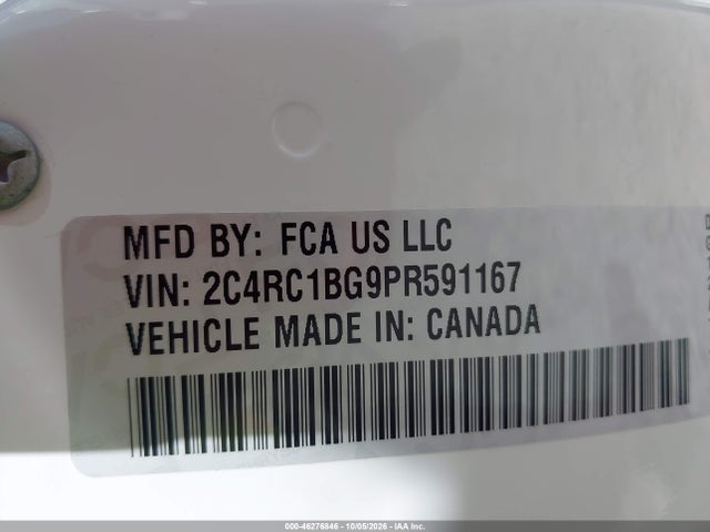 Aukcja sprzedaży 2023 Chrysler Pacifica Touring L, vin: 2C4RC1BG9PR591167, numer aukcji: 46276846