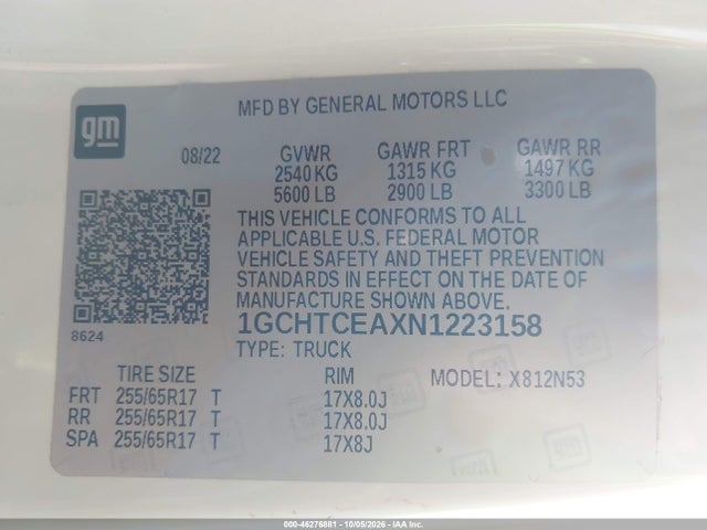 1GCHTCEAXN1223158 Chevrolet Colorado