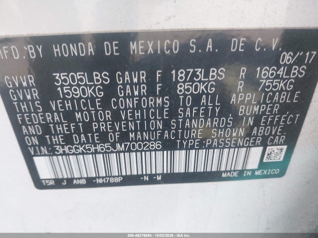 3HGGK5H65JM700286 Honda Fit Sport