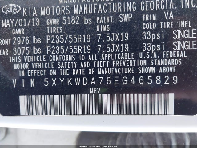 Продаж на аукціоні авто 2014 Kia Sorento Limited V6, vin: 5XYKWDA76EG465829, номер лоту: 46276936