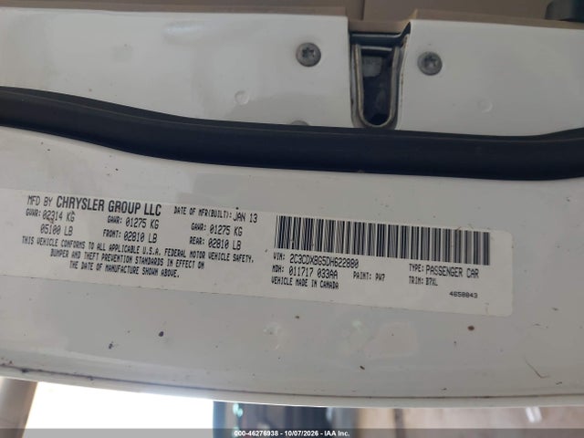 46276938 :رقم المزاد ، 2C3CDXBG5DH622880 vin ، 2013 Dodge Charger Se مزاد بيع
