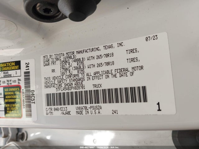 Toyota Tundra Sr5 2023 5TFLA5AB2PX028701 Image 9