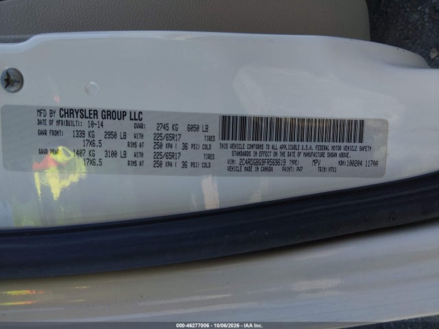 Aukcja sprzedaży 2015 Dodge Grand Caravan Se, vin: 2C4RDGBG9FR569619, numer aukcji: 46277006