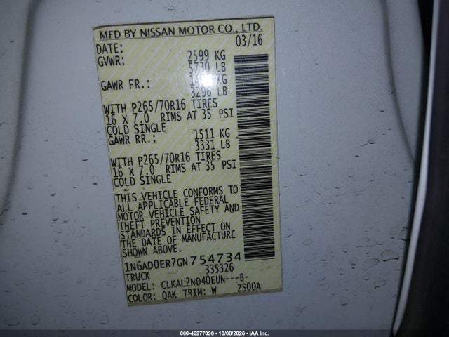 Nissan Frontier Sv 2016 1N6AD0ER7GN754734 Image 9