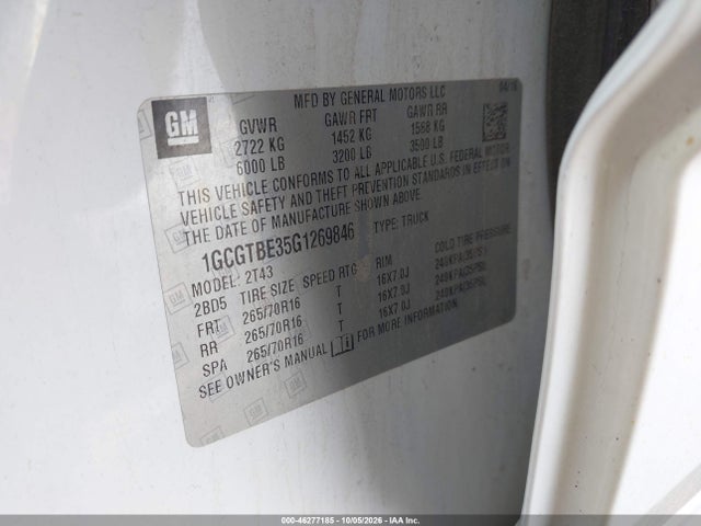 Chevrolet Colorado Wt 2016 1GCGTBE35G1269846 Image 8