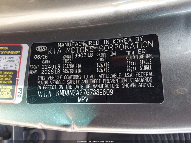 Продаж на аукціоні авто 2016 Kia Soul, vin: KNDJN2A27G7389609, номер лоту: 46277186