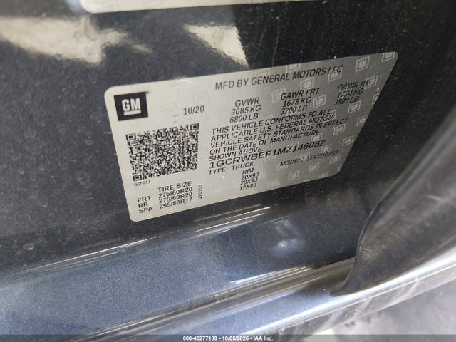 Aukcja sprzedaży 2021 Chevrolet Silverado 1500 2wd  Standard Bed Custom, vin: 1GCRWBEF1MZ146052, numer aukcji: 46277189