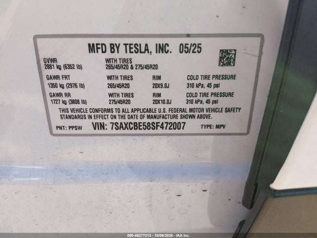 7SAXCBE58SF472007 Tesla Model X Long Range