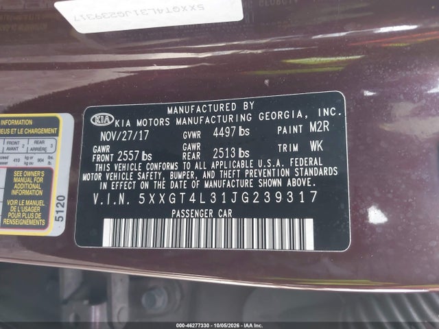 KIA Optima Lx 2018 5XXGT4L31JG239317 Image 9