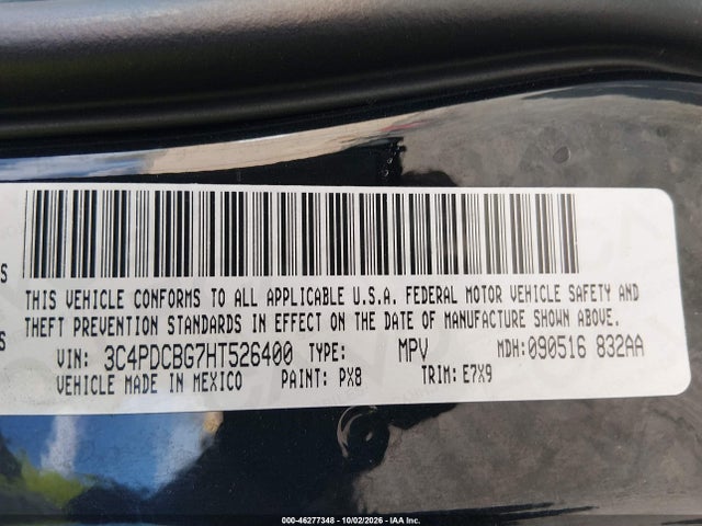 Продаж на аукціоні авто 2017 Dodge Journey Sxt, vin: 3C4PDCBG7HT526400, номер лоту: 46277348