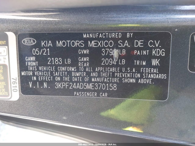 KIA Forte Lxs 2021 3KPF24AD5ME370158 Image 9