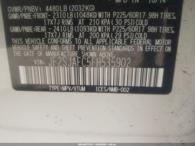JF2SJAFC5FH535902 Subaru Forester 2.5i Premium