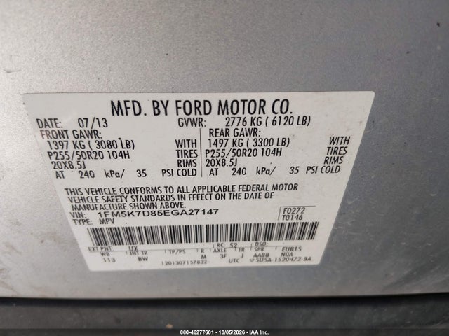 Ford EXPLORER XLT 2014 1FM5K7D85EGA27147 Image 9