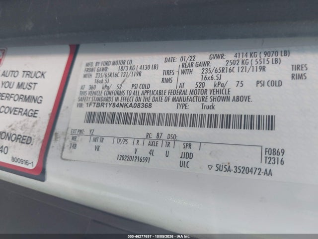 1FTBR1Y84NKA08368 Ford Transit-250