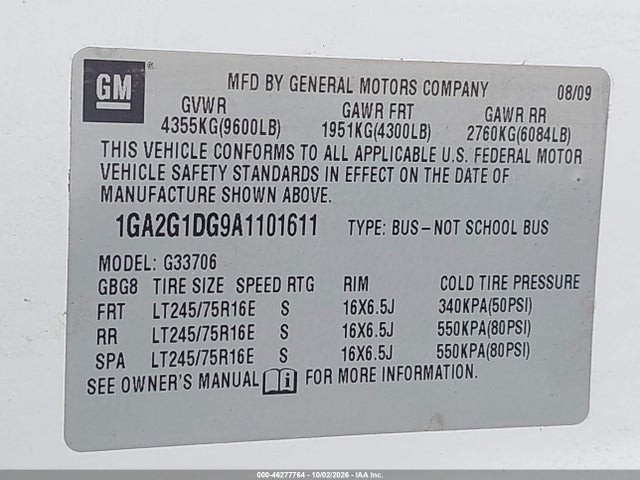 Продажа на аукционе авто 2010 Chevrolet Express 3500 Lt, vin: 1GA2G1DG9A1101611, номер лота: 46277764