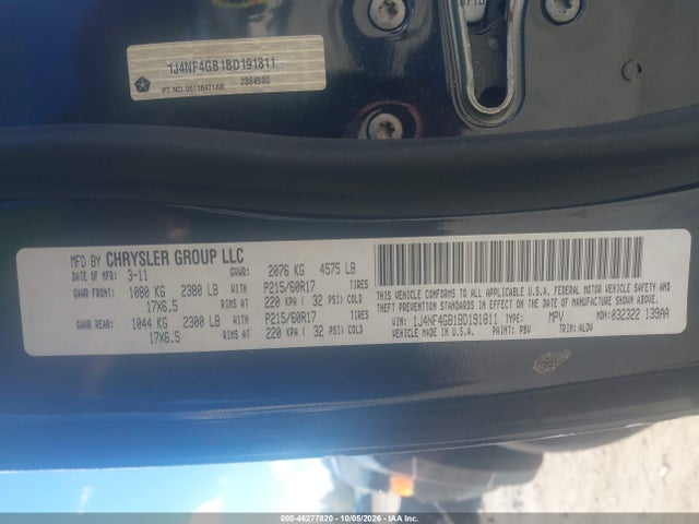 Продажа на аукционе авто 2011 Jeep Patriot Latitude X, vin: 1J4NF4GB1BD191811, номер лота: 46277820