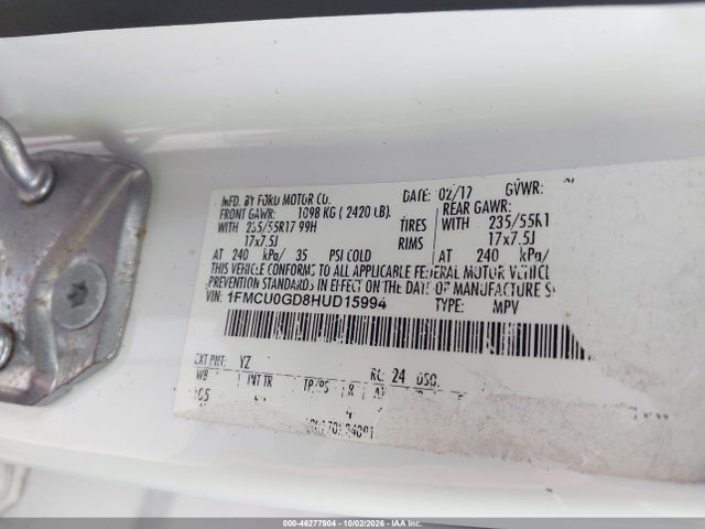 Aukcja sprzedaży 2017 Ford Escape Se, vin: 1FMCU0GD8HUD15994, numer aukcji: 46277904