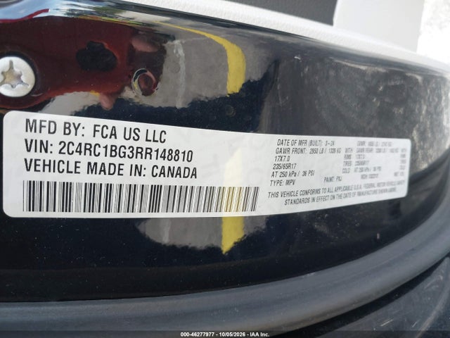 2024 Chrysler Pacifica Touring L მანქანა იყიდება აუქციონზე, vin: 2C4RC1BG3RR148810, აუქციონის ნომერი: 46277977