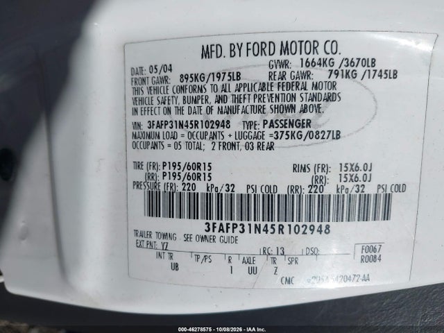 Продаж на аукціоні авто 2005 Ford Focus Zx3, vin: 3FAFP31N45R102948, номер лоту: 46278575