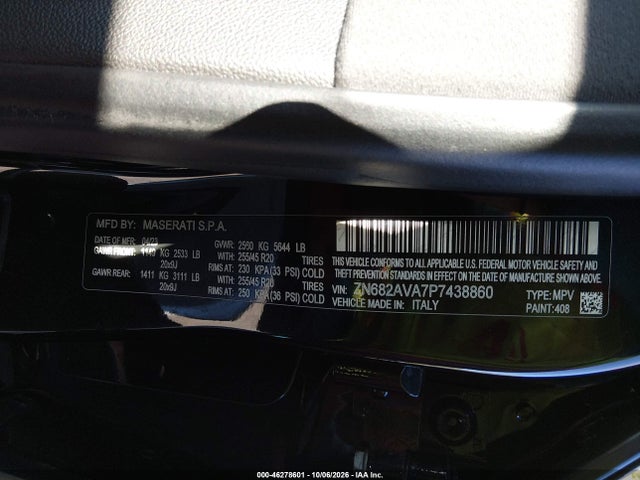 Продаж на аукціоні авто 2023 Maserati Grecale Gt, vin: ZN682AVA7P7438860, номер лоту: 46278601