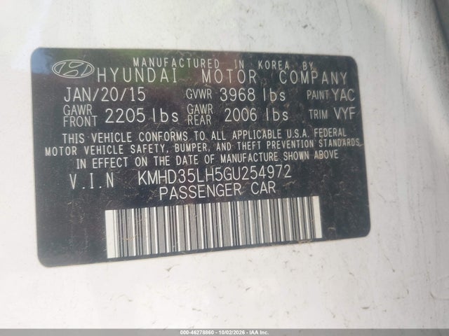 Aukcja sprzedaży 2016 Hyundai Elantra Gt, vin: KMHD35LH5GU254972, numer aukcji: 46278860