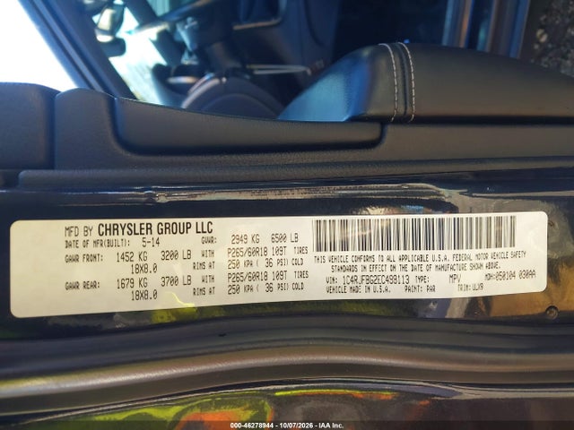 Auction sale of the 2014 Jeep Grand Cherokee Limited, vin: 1C4RJFBG2EC498113, lot number: 46278944