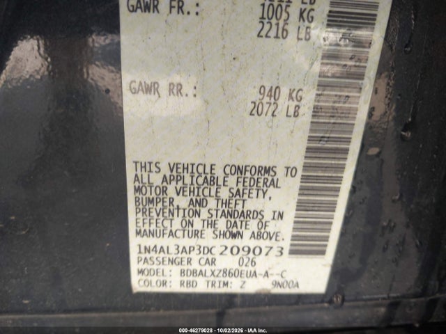 Aukcja sprzedaży 2013 Nissan Altima 2.5 Sl, vin: 1N4AL3AP3DC209073, numer aukcji: 46279028